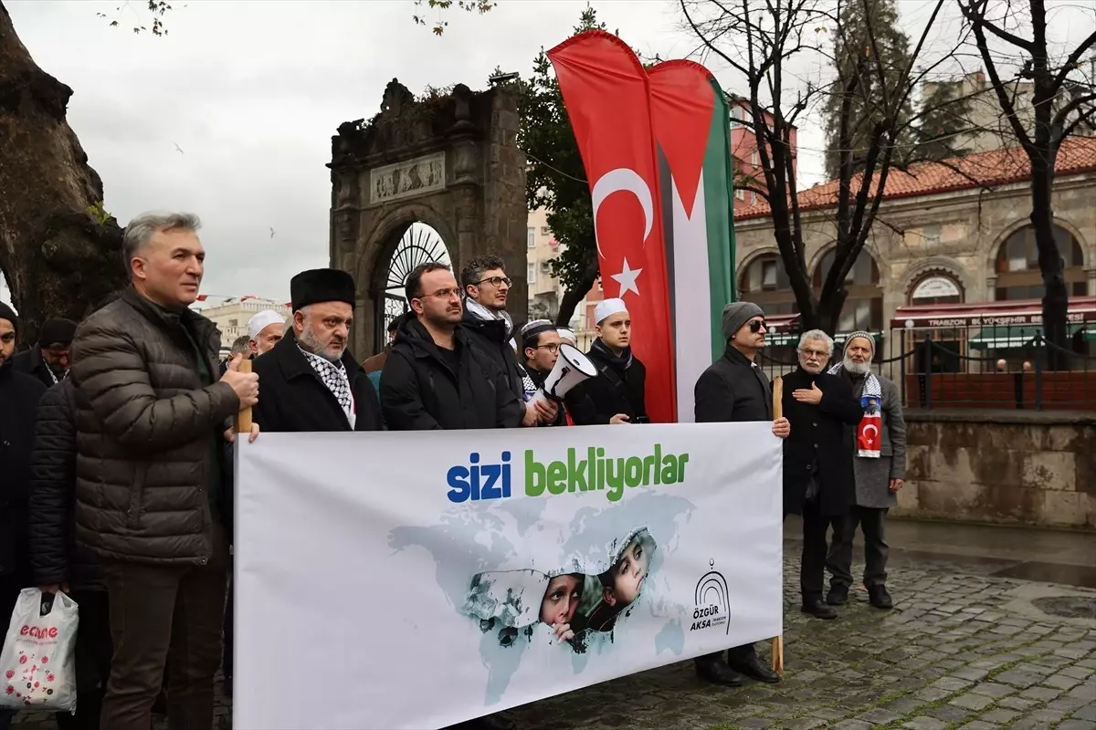 Trabzon'da düzenlenen Filistin'e destek gösterisi, halkın dayanışma ve kardeşlik duygularını