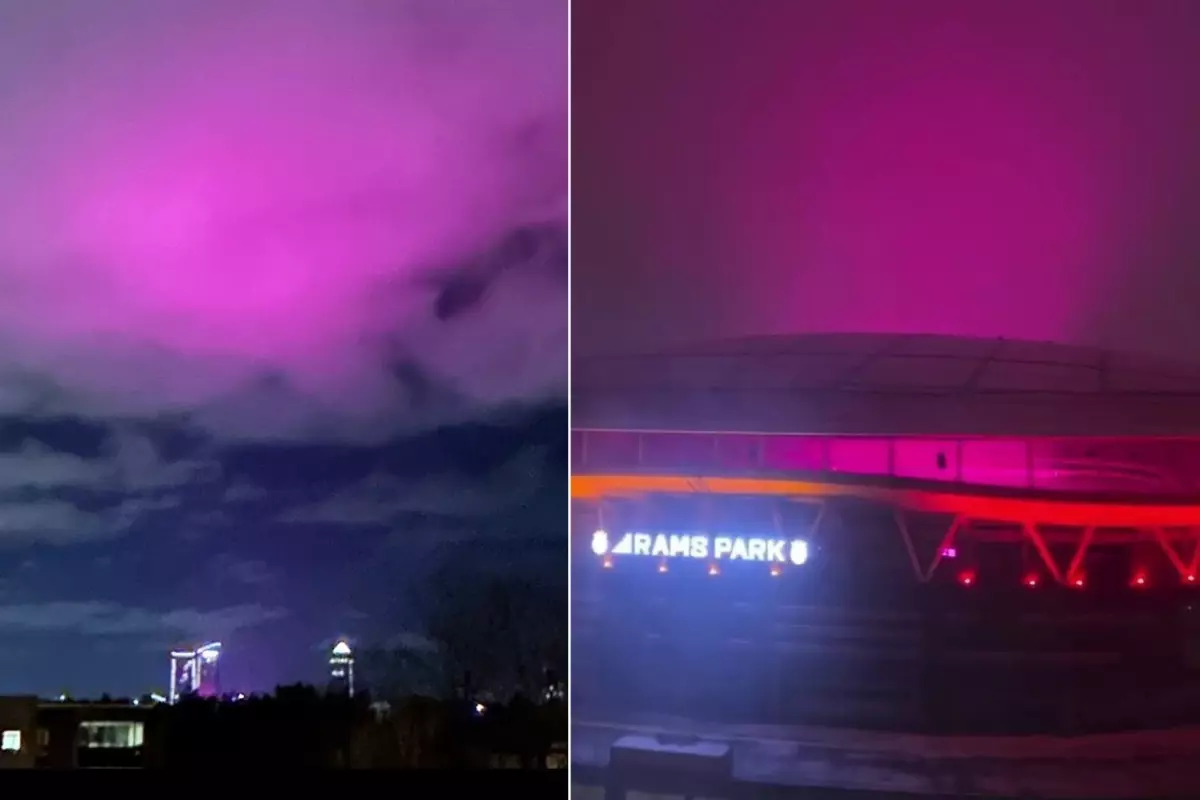 İstanbul'da gece saatlerinde Kağıthane ve etraf ilçelerde gökyüzünde görülen pembe