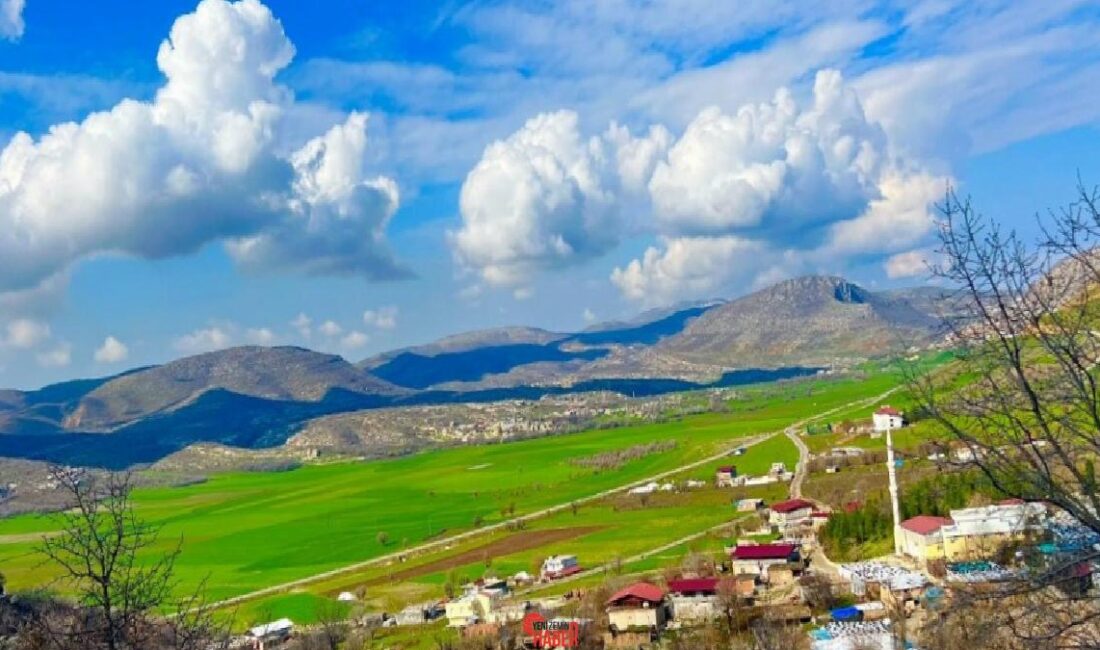 Silvan ilçesine bağlı Demirkuyu köyü, baharın gelişiyle adeta bir tabloyu