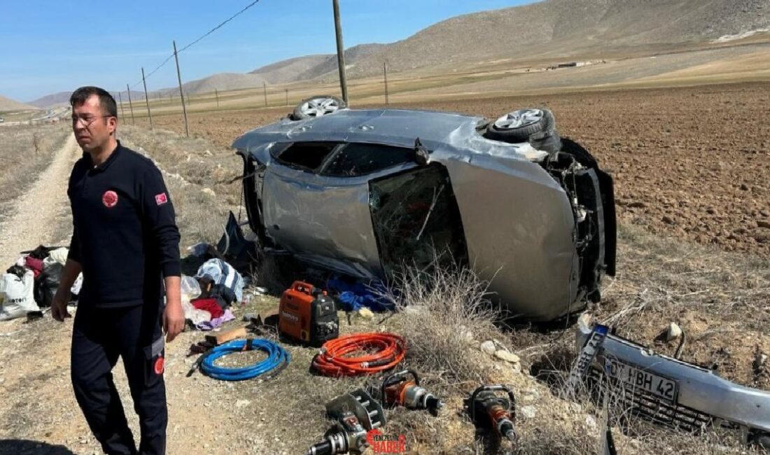 Ereğli kara yolu üzerinde şoförünün denetiminden çıkan araba takla attı.