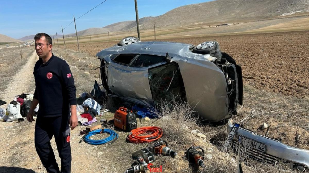 Ereğli kara yolu üzerinde şoförünün denetiminden çıkan araba takla attı.